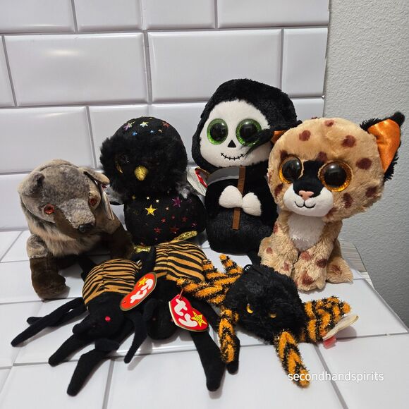 Halloween Ty Beanie Boos Spiders, Howl, Grim, Buckwheat, Hyde - Picture 1 of 8